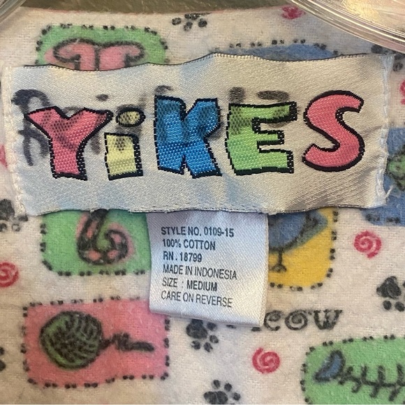Vintage YIKES  kitty cat flannel sleepwear pajama set Medium - Picture 4 of 13